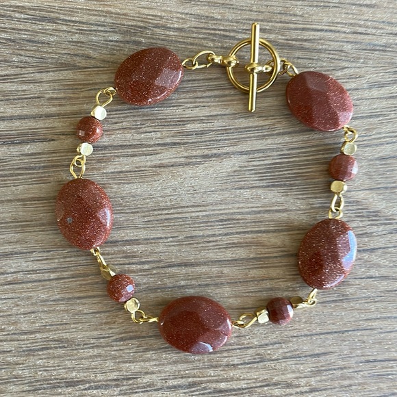 Hand Crafted Jewelry - HAND CRAFTED BROWN GOLDSTONE BRACELET